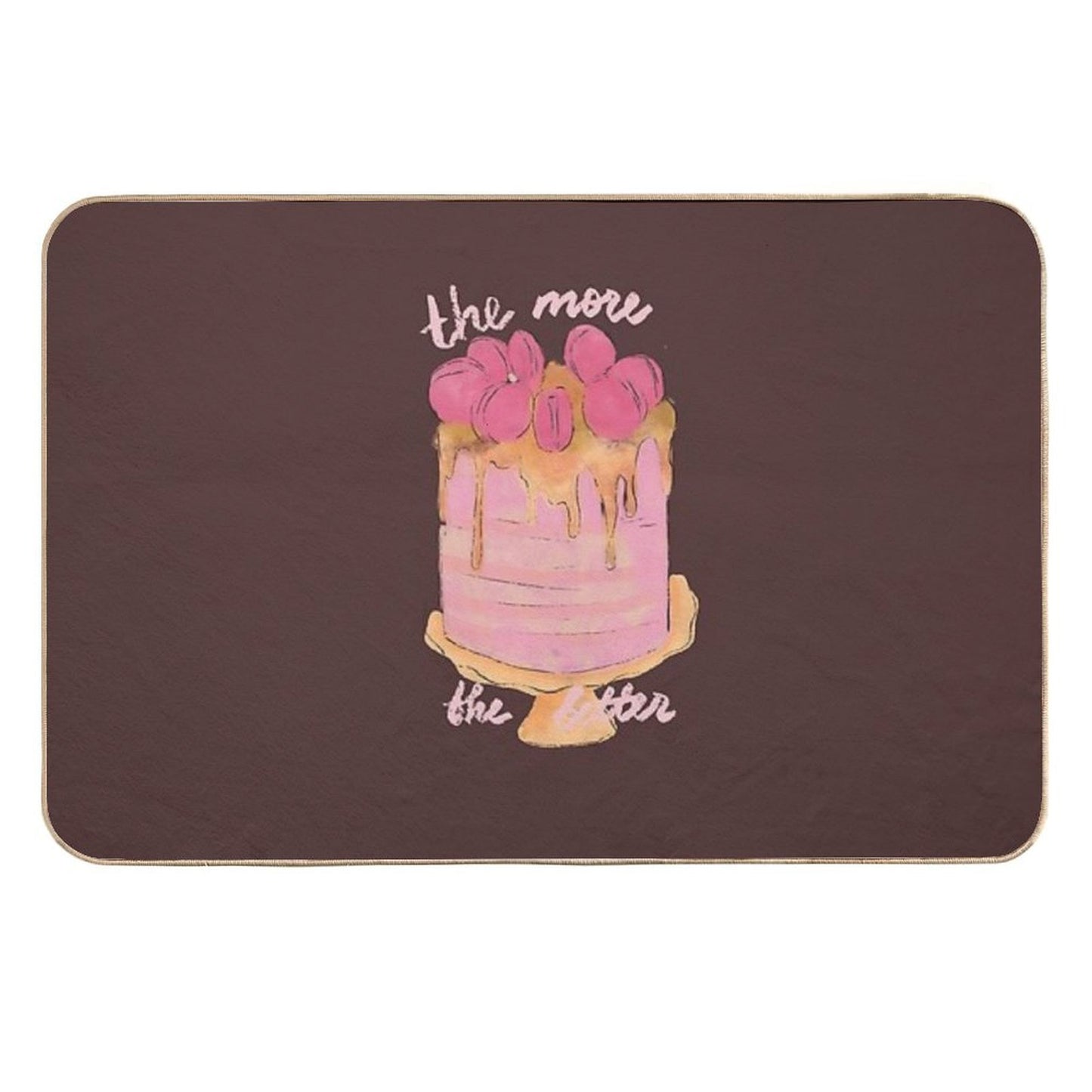 Cute Watercolor Cake in Pink for Sweet Tooth Slip-Resistant Bath Mat