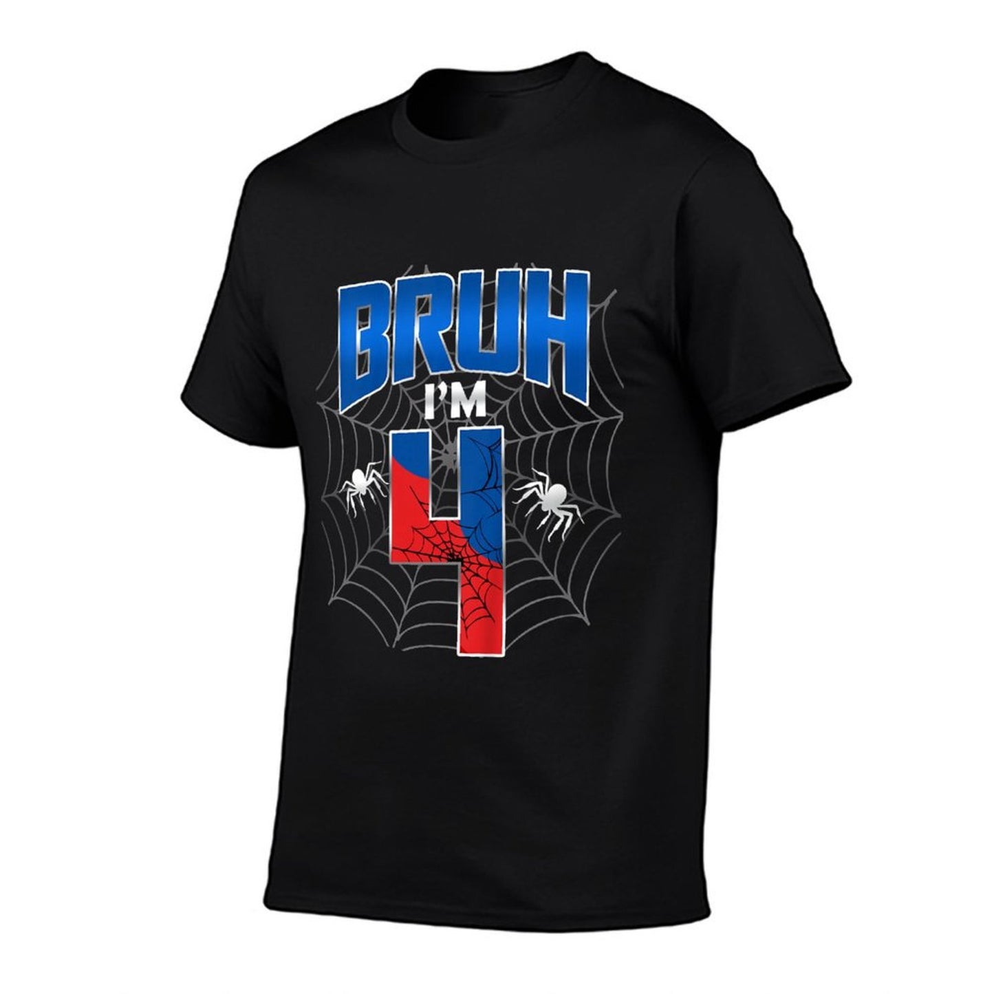 Kids Bruh I'm 4 Year Old It's My 4th Birthday Boy Spider Web Relaxed-fit T-Shirt