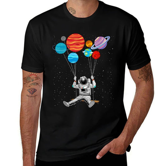 Space Themed For Men Women Outer Space Moon Galaxy Astronaut  Oversized Silhouette T-Shirt