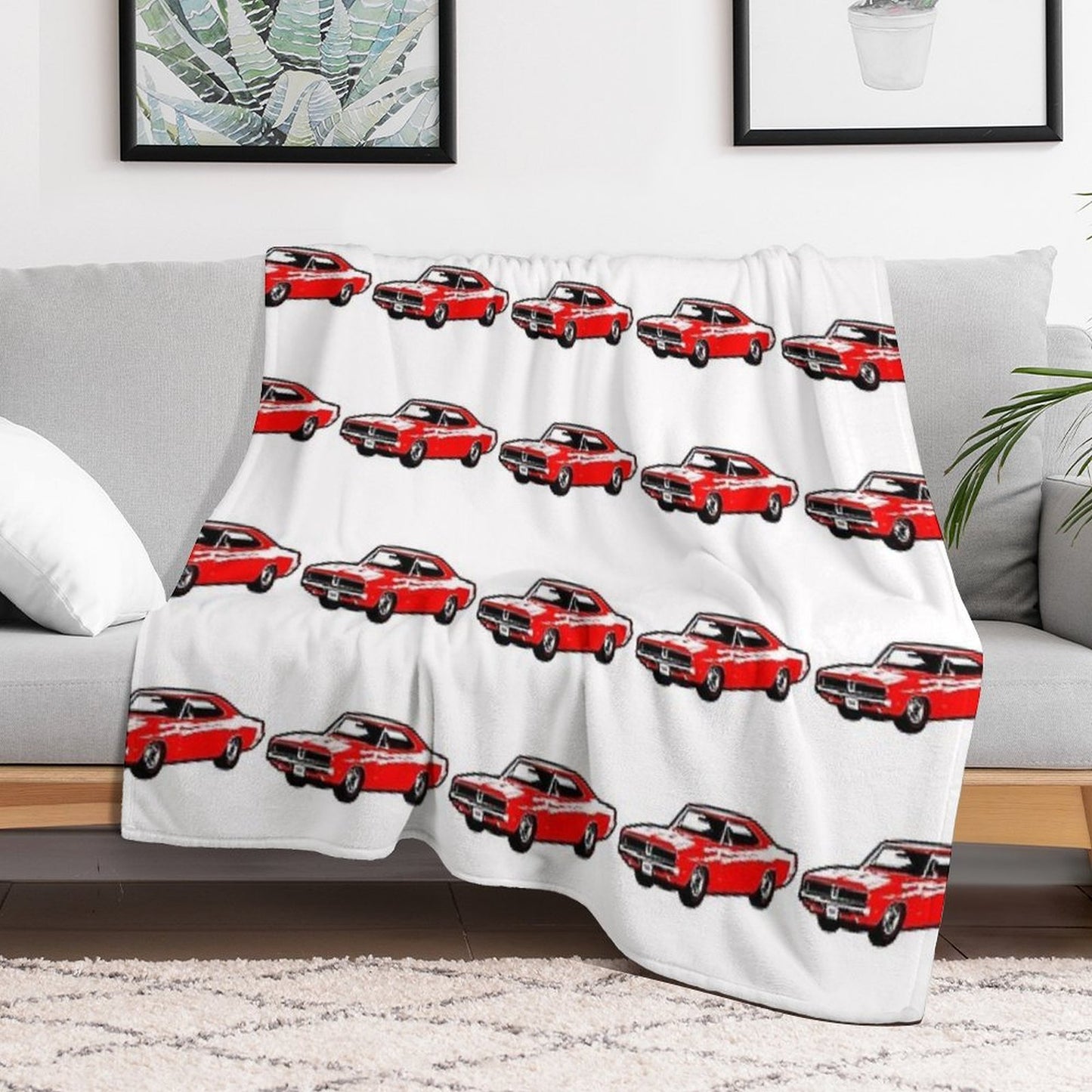 Red 1969 DC Muscle Car Wrinkle-free Throw Blanket