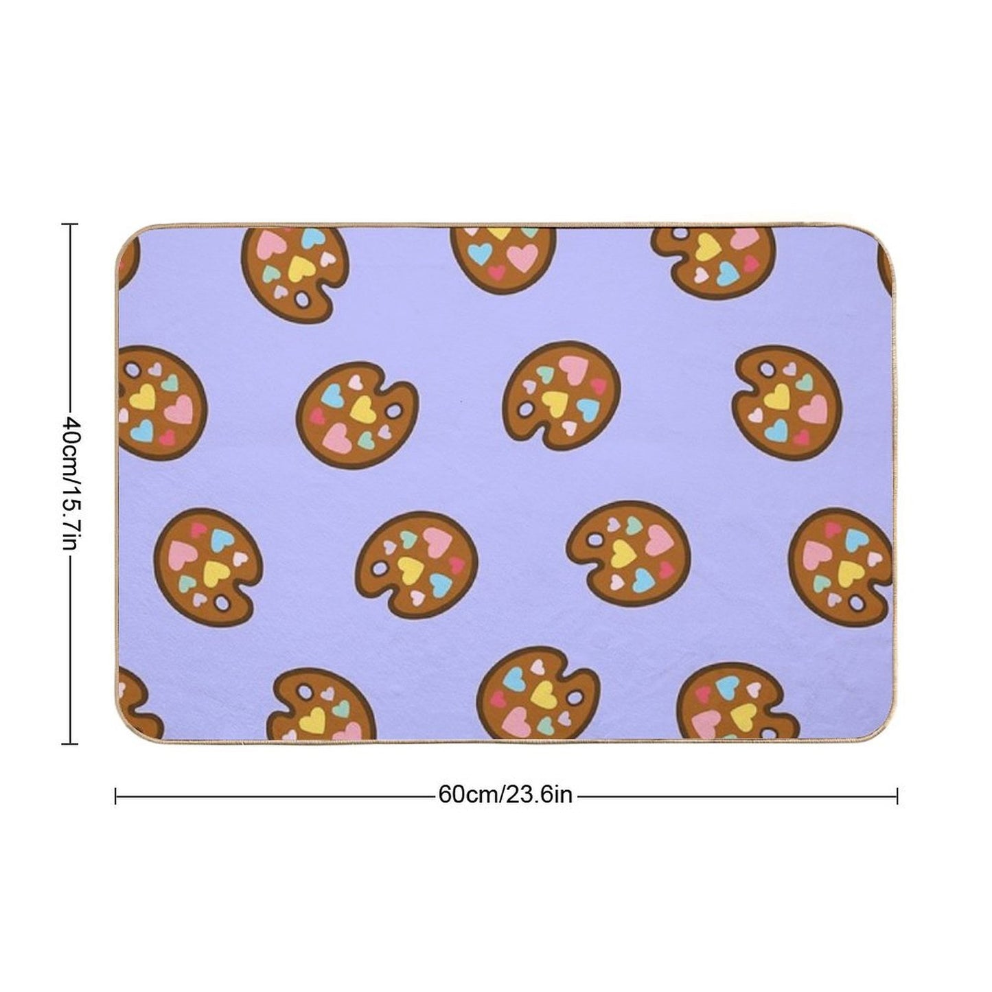 Heart Paint Palette Pattern on Lilac Toxin-Free Bath Mat