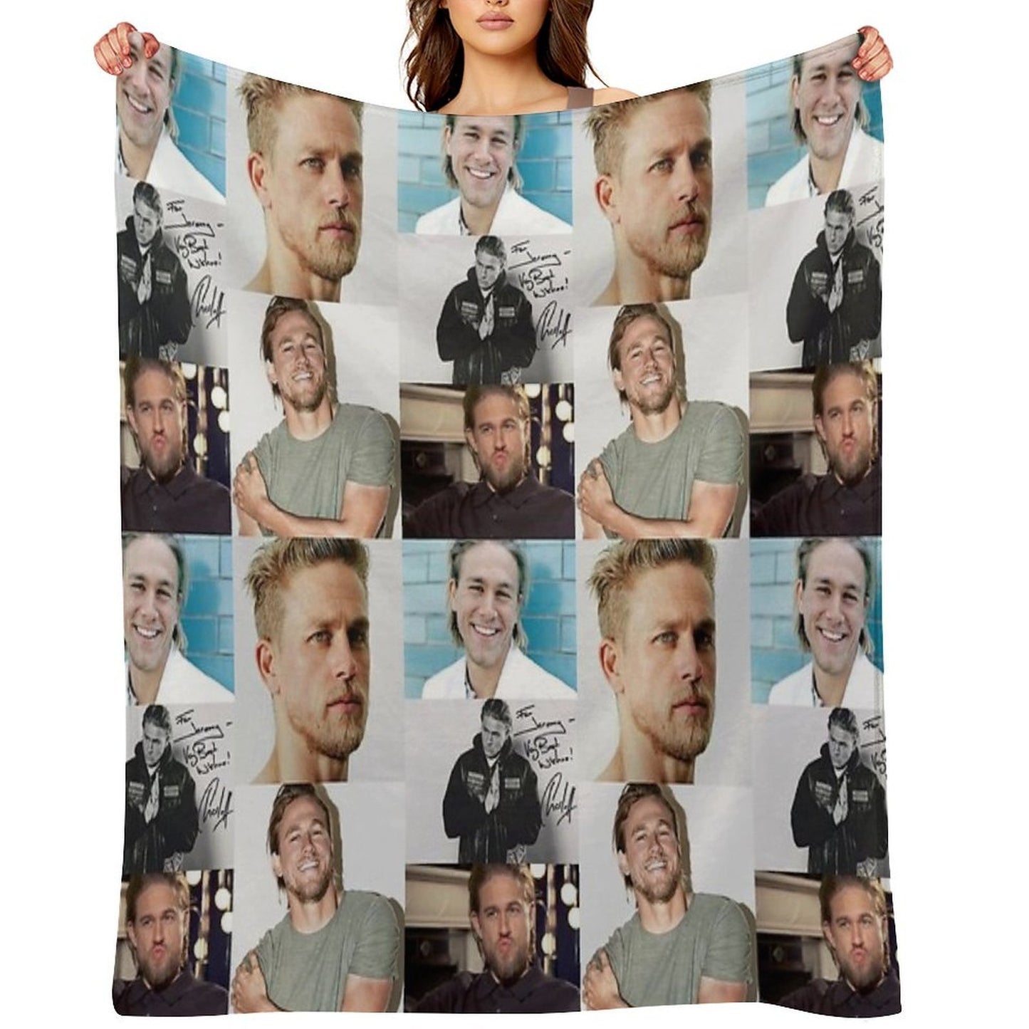 Charlie Hunnam Signed Art Travel-friendly Throw Blanket