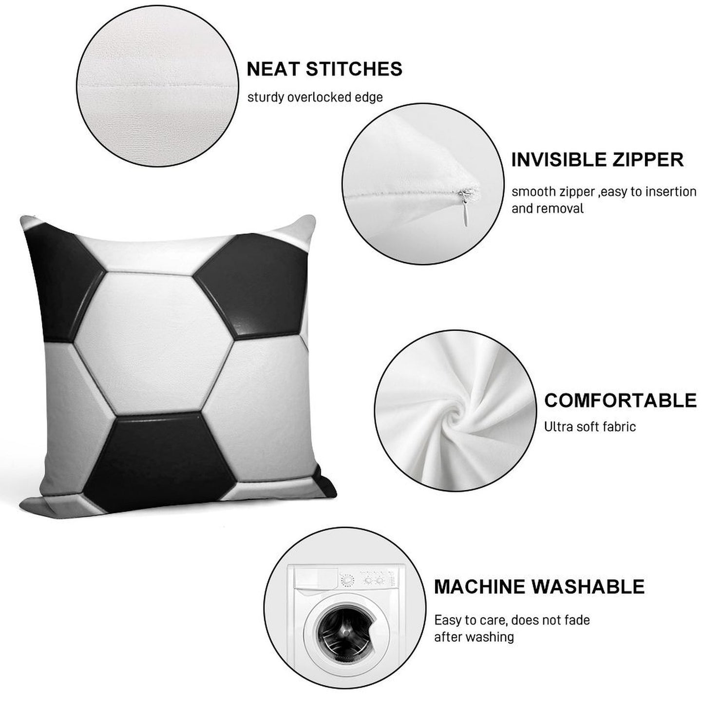 Soccer Cover, Case, Handy, Tablet, IPad, Sports, Team, Gift Soft Fade-Resistant Throw Pillow