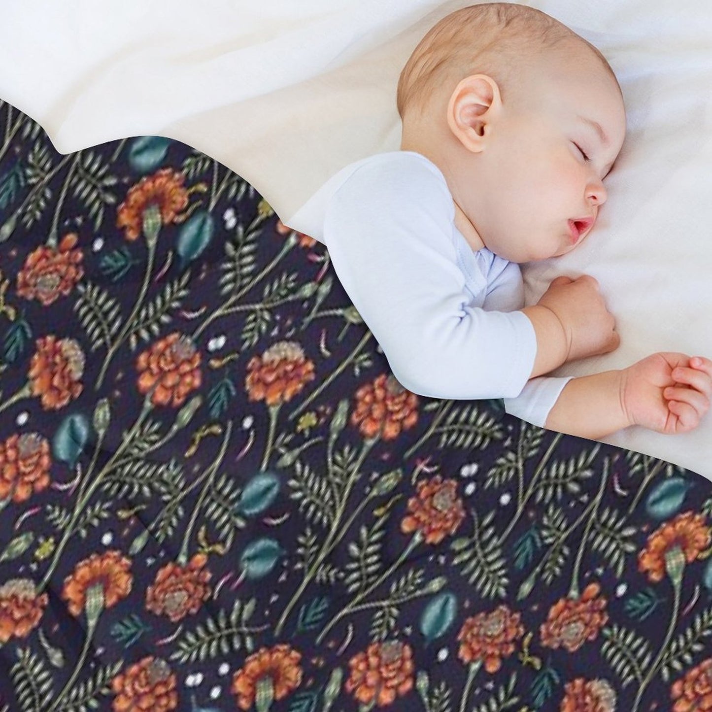 French Marigold Meadow Shrink-resistant Throw Blanket