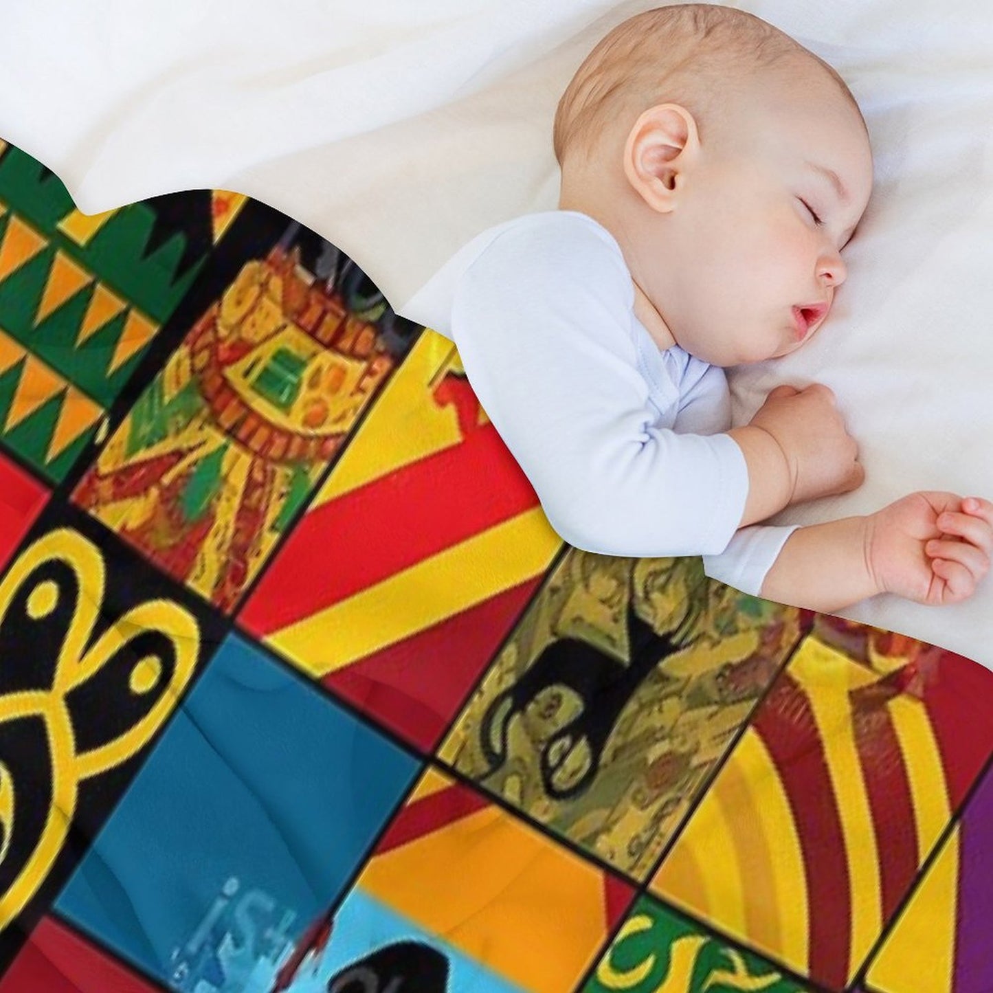 Traditional Brilliance Patchwork of Colorful African Fabrics Durable Throw Blanket