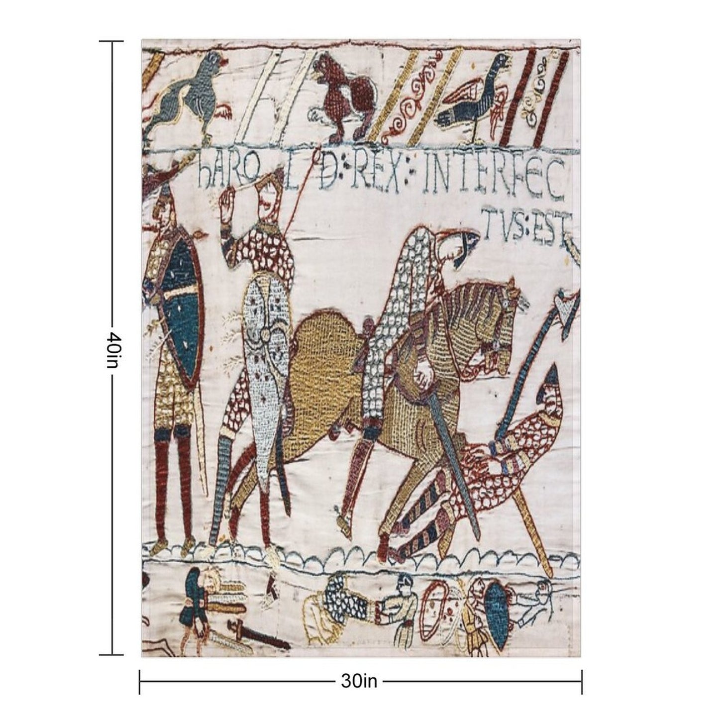 THE BAYEUX TAPESTRY ,The Death of King Harold at Battle of Hastings. Shrink-resistant Throw Blanket