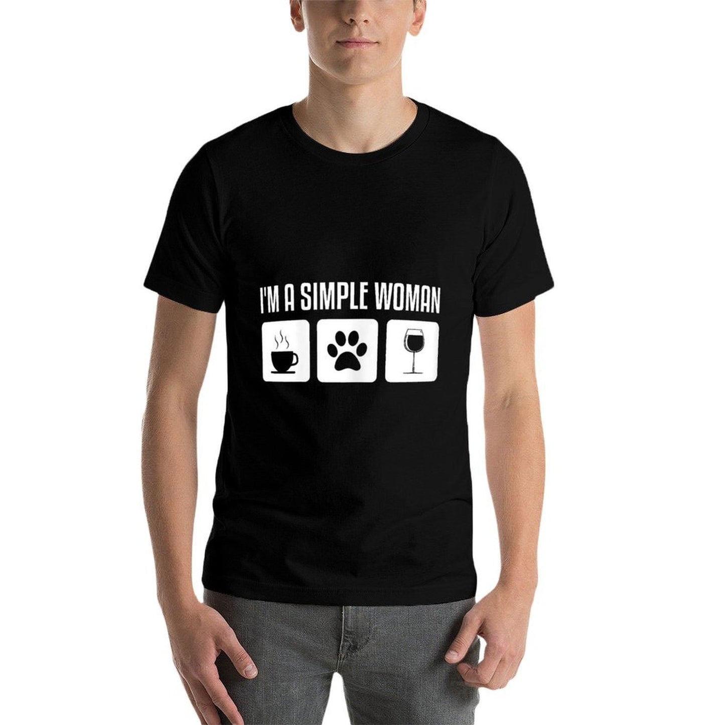 Im A Simple Woman Coffee Dog Wine Wrinkle-resistant T-Shirt