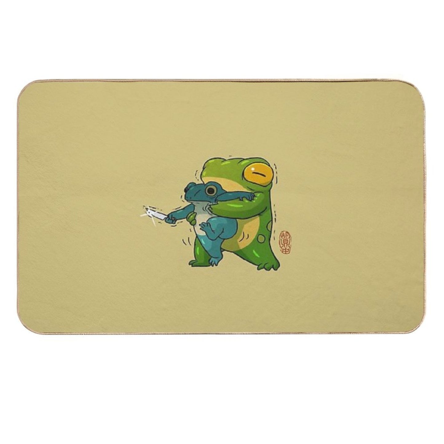 Cute Stabby Frog Being Held Back Let It Go Bro Artwork Asian Style Multi-Purpose Bath Mat