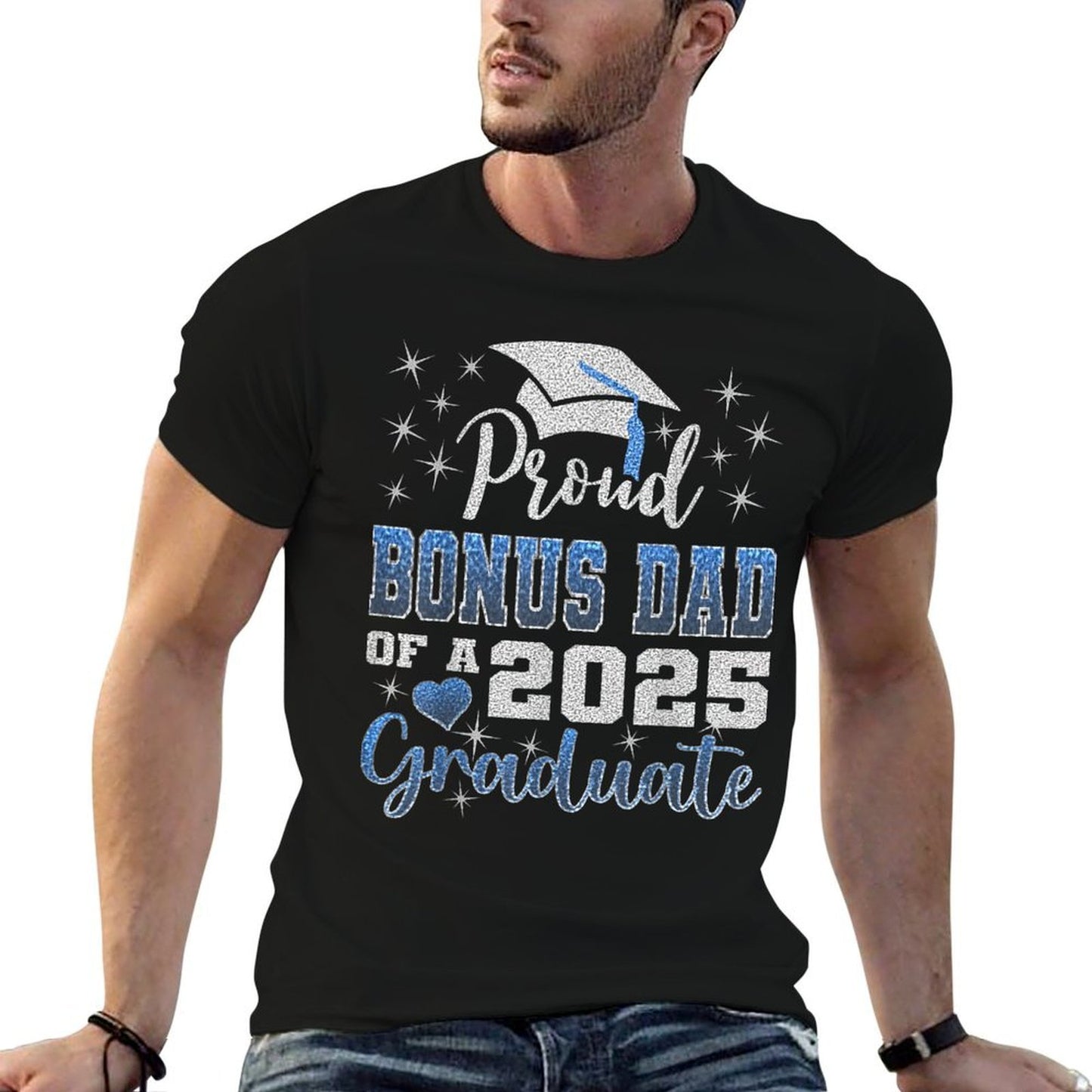 Super Proud Bonus Dad of 2025 Graduate Awesome Family School Stretchy T-Shirt
