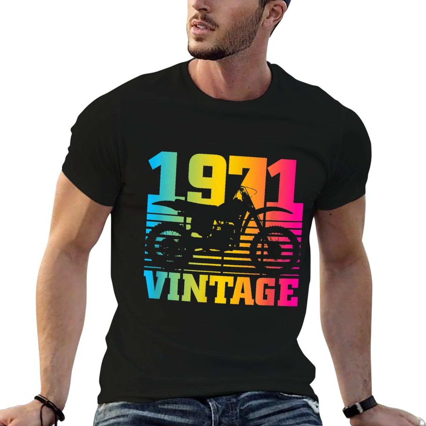 Vintage 1971 Retro Motocross Dirt Bike 50th Birthday Relaxed-fit T-Shirt