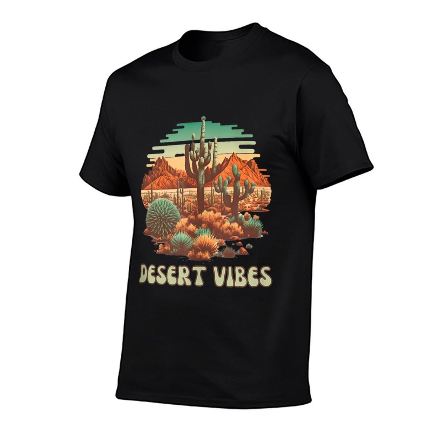 Desert Vibes Retro Vintage Cactus Landscape Lightweight T-Shirt