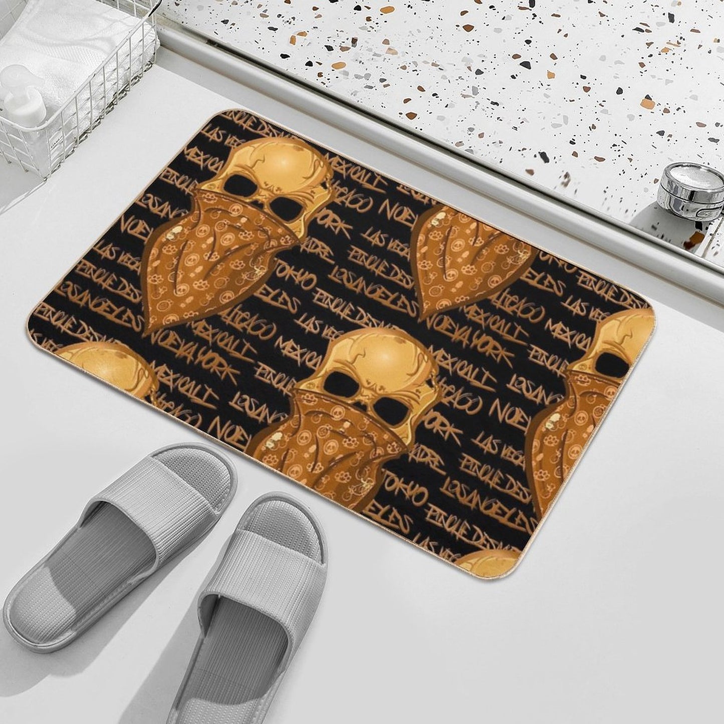 Urban Skull Pet-Safe Bath Mat