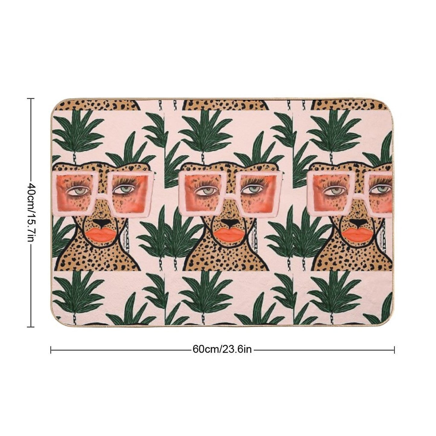 Tropical Glam Cat Easy To Clean Bath Mat