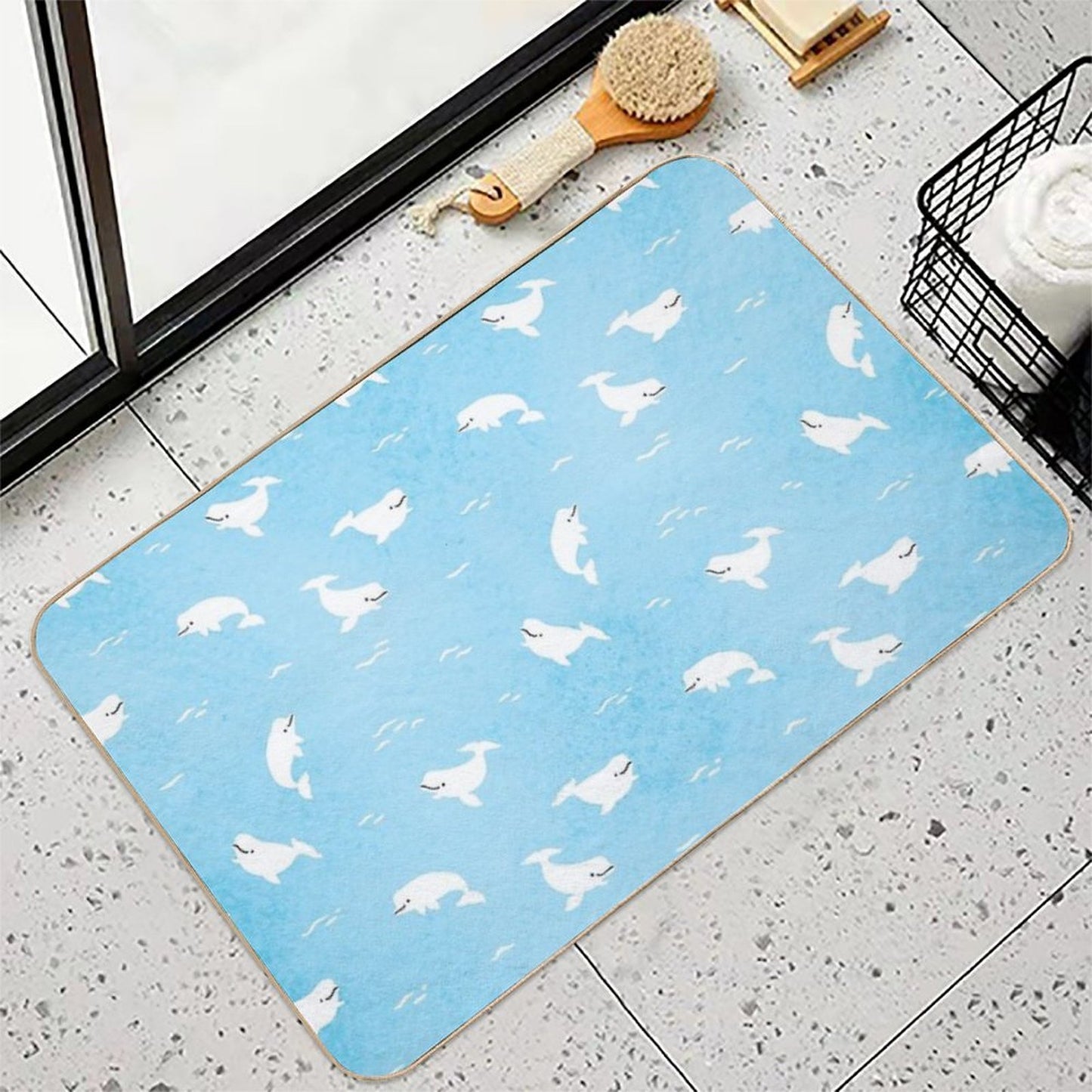 Beluga Whale Dirt-Trapping Bath Mat