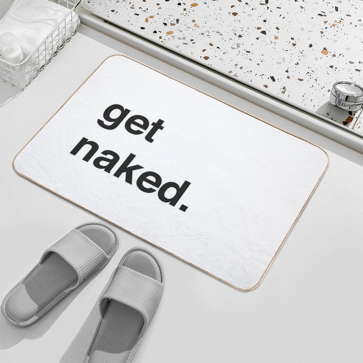 Get Naked - Black And White Dirt-Trapping Bath Mat