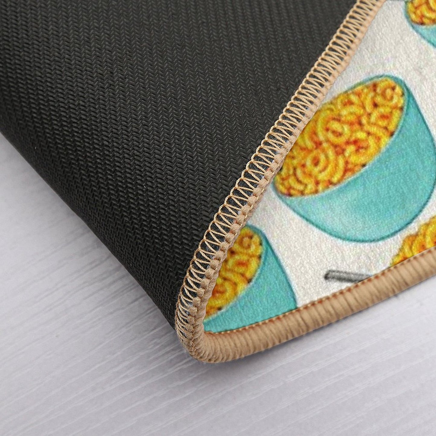 Mac & Cheese Pattern - White Fade-Resistant Bath Mat