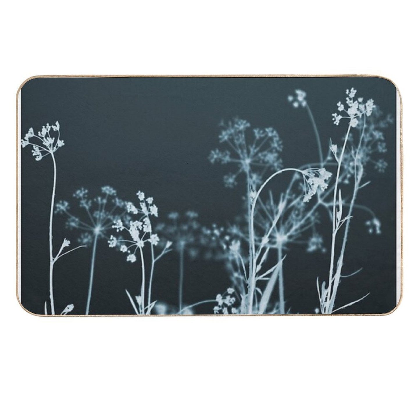 Still of The Night. Elegant Dark Floral Pet-Safe Bath Mat
