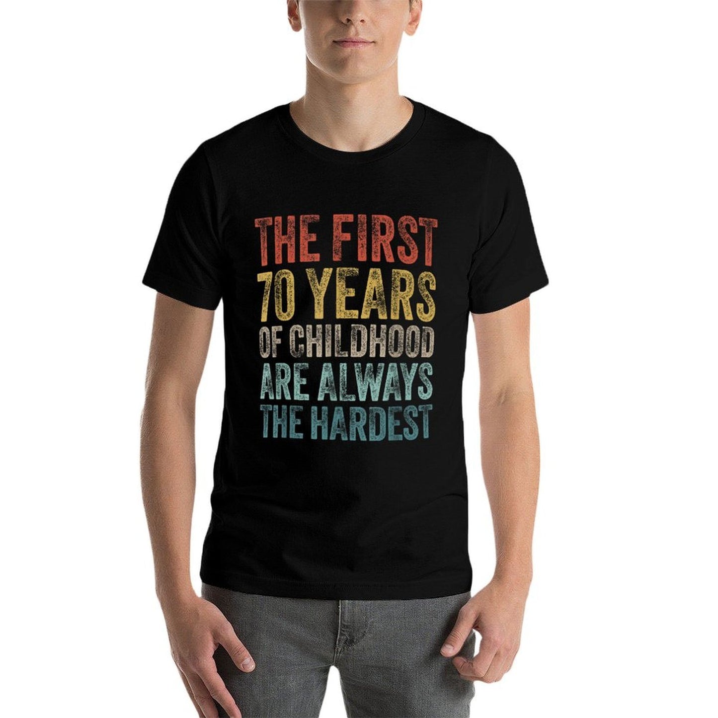 70th Birthday Men 70 Years Old Women Seventy YO Vintage 1955 High-quality Stitching T-Shirt