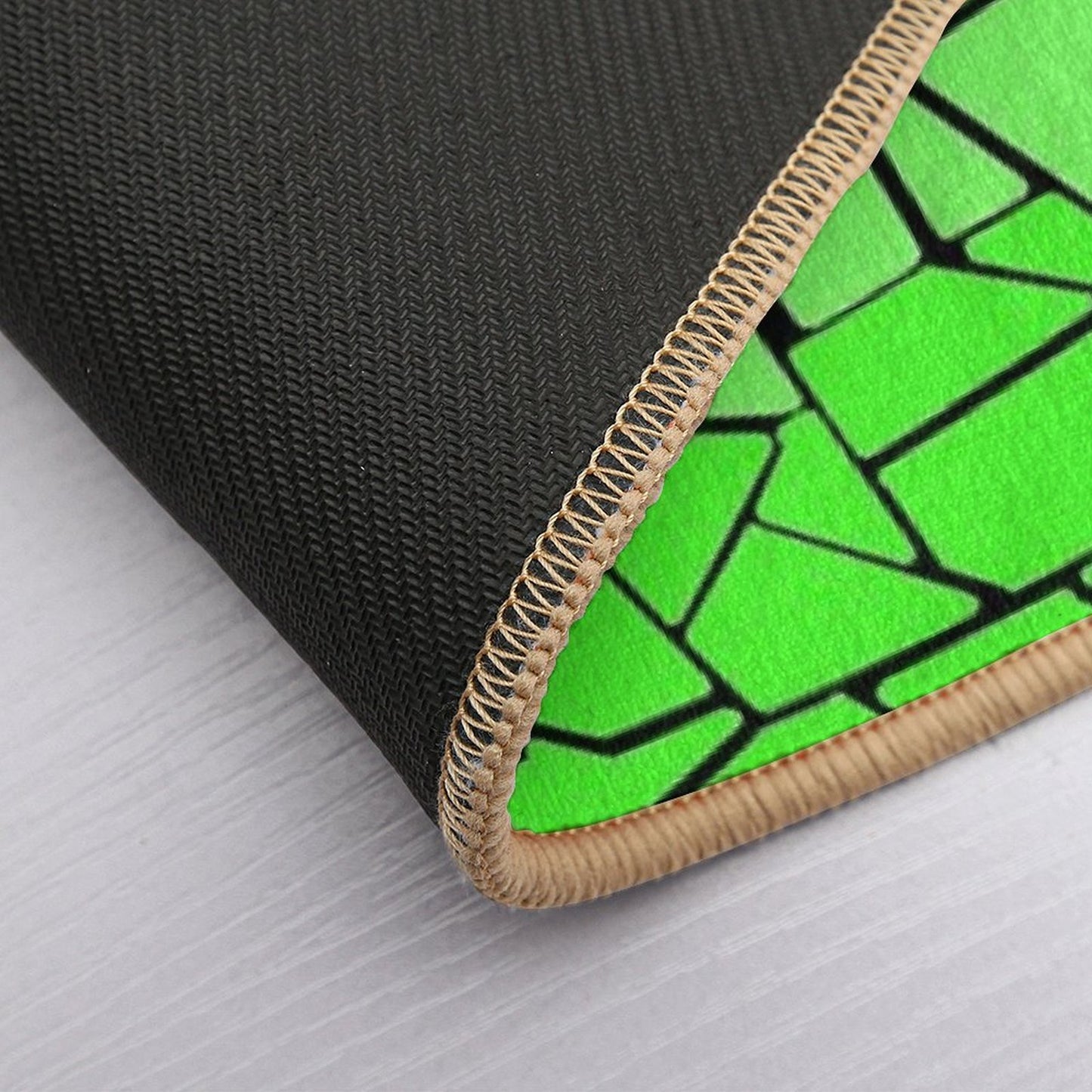 Green Gradient Tiles with Black Background Rapid-Drying Bath Mat