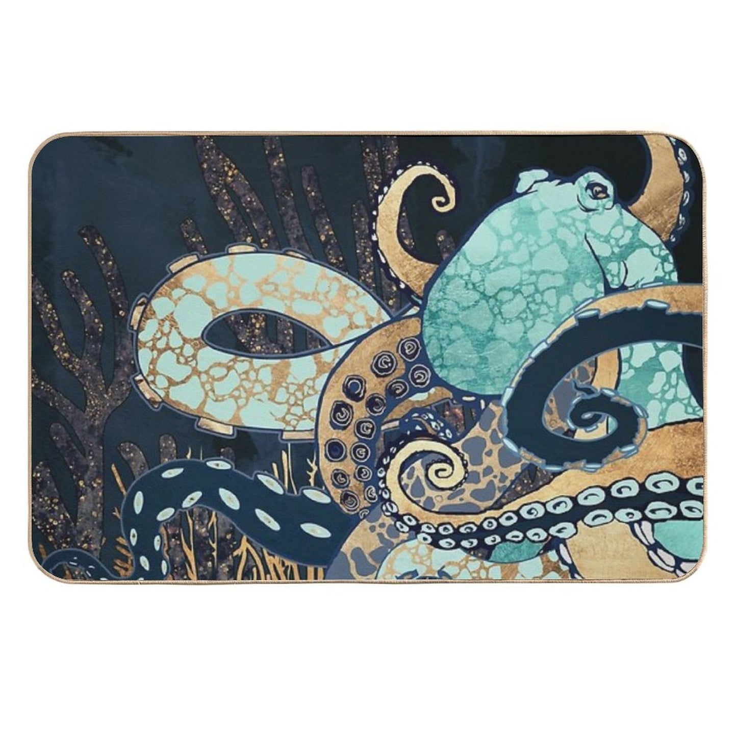 Metallic Octopus II Non-Slip Bath Mat