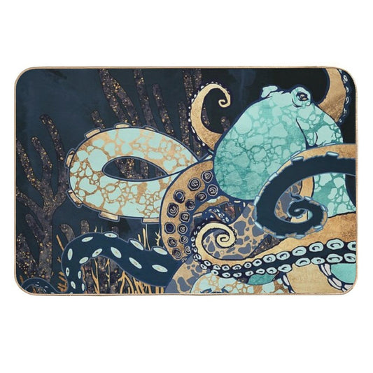 Metallic Octopus II  Non-Slip Bath Mat