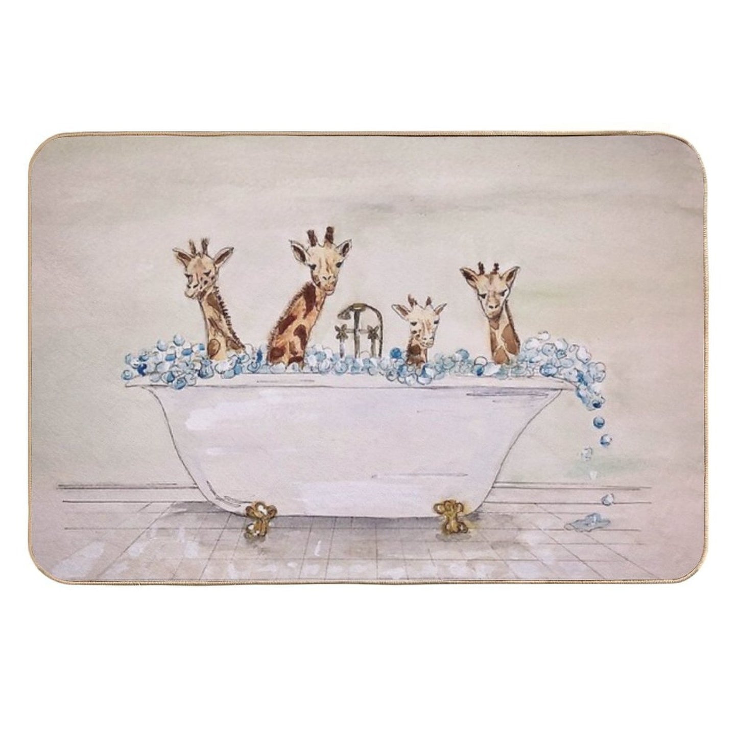 Giraffes in A Tub Anti-Trip Bath Mat