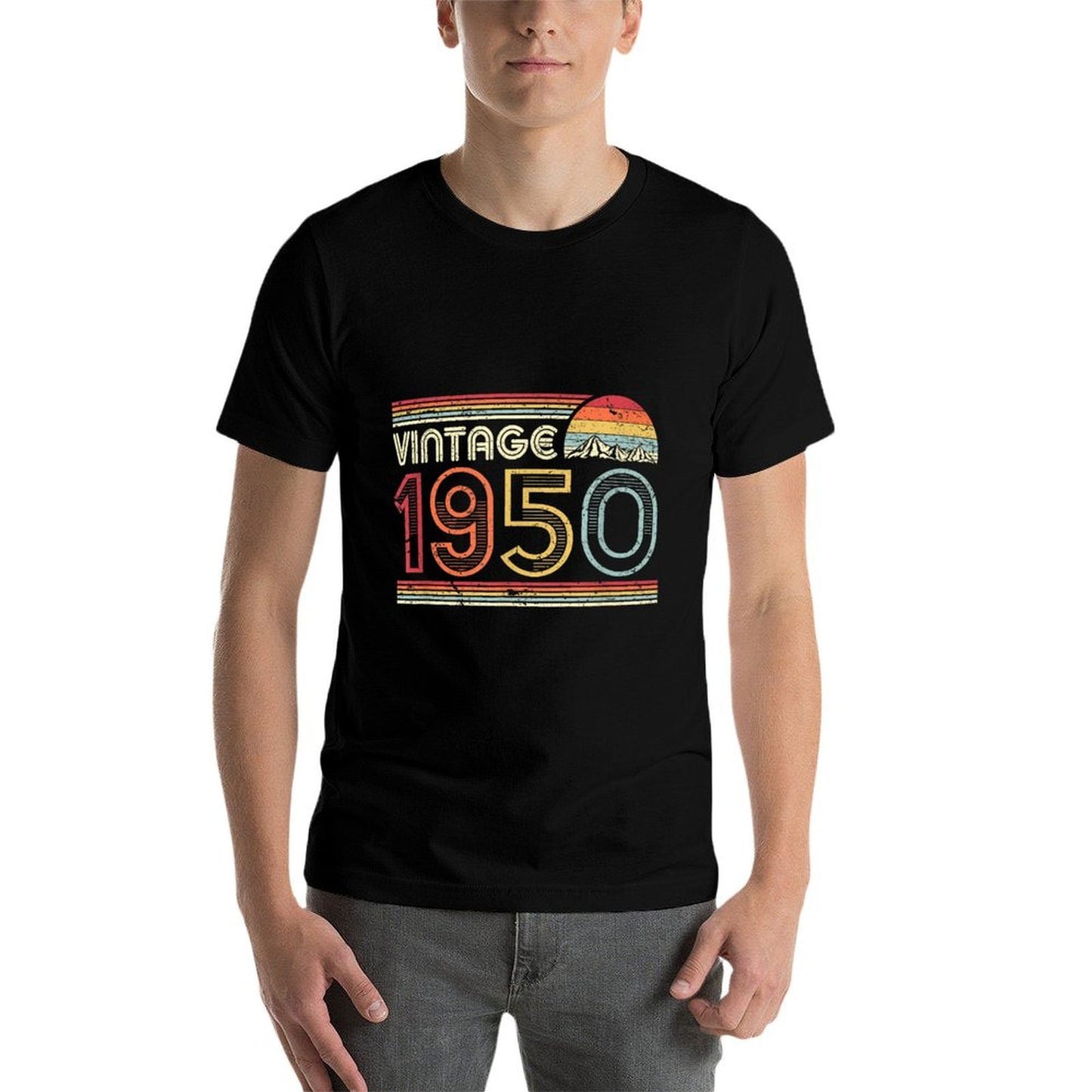 70th Birthday Gift T. Classic, Vintage 1950 Ribbed Collar T-Shirt