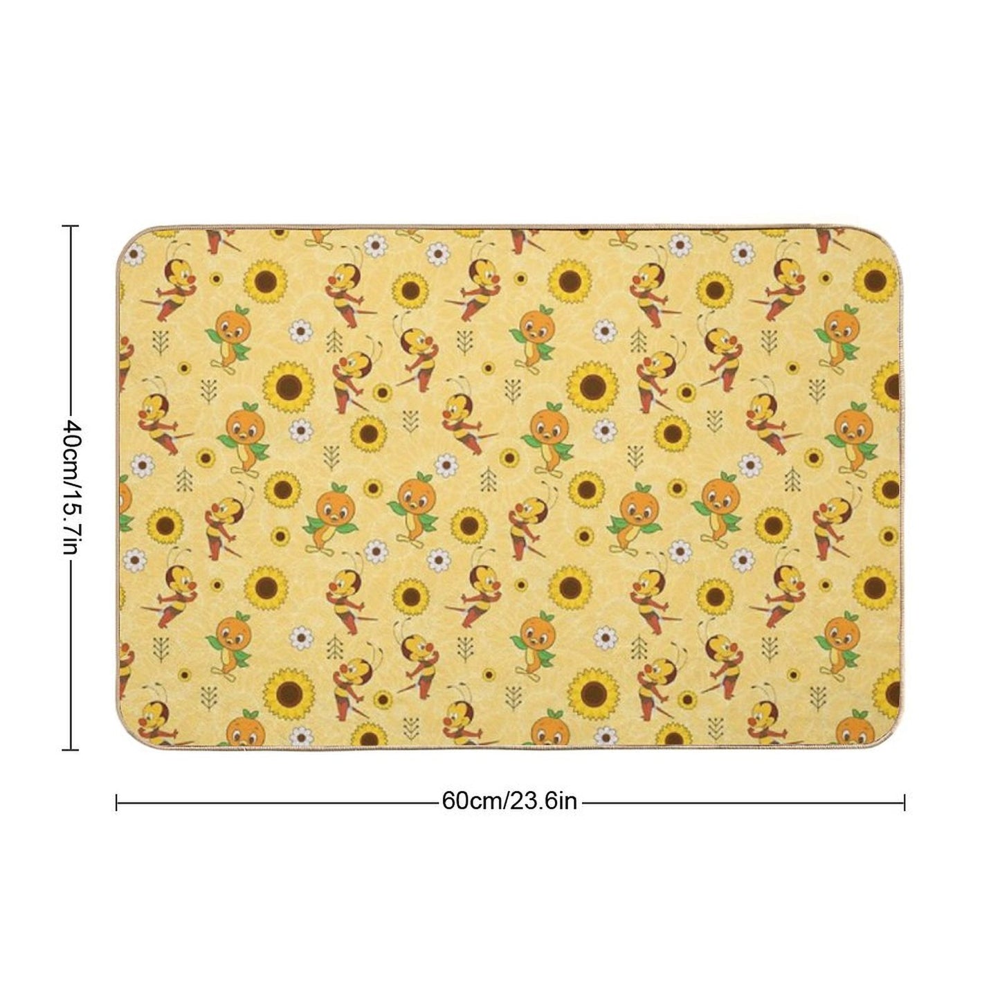 Spike The Bee And Orange Bird  Rapid-Drying Bath Mat