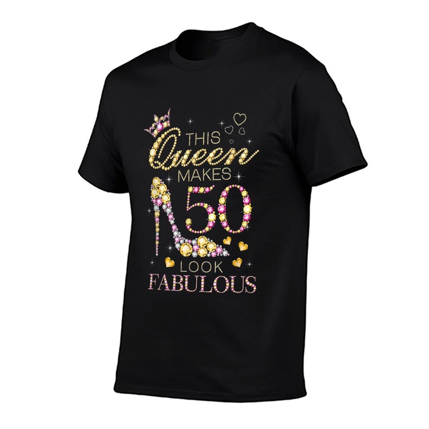 This Queen Makes 50 Look Fabulous 50th Birthday Queen B-day Ribbed Collar T-Shirt
