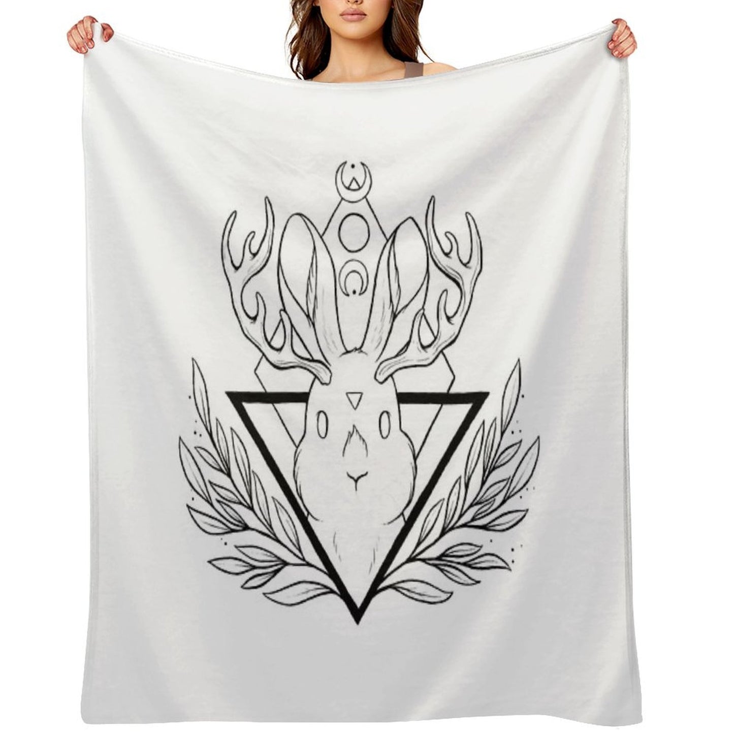 Lunar Rabbit Jackalope Nikury Easy Care Throw Blanket
