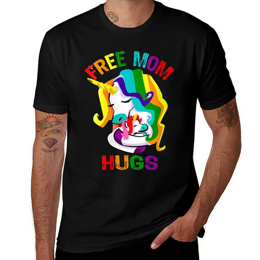 Womens Free Mom Hugs LGBT Gay Pride  Polyester Blend T-Shirt