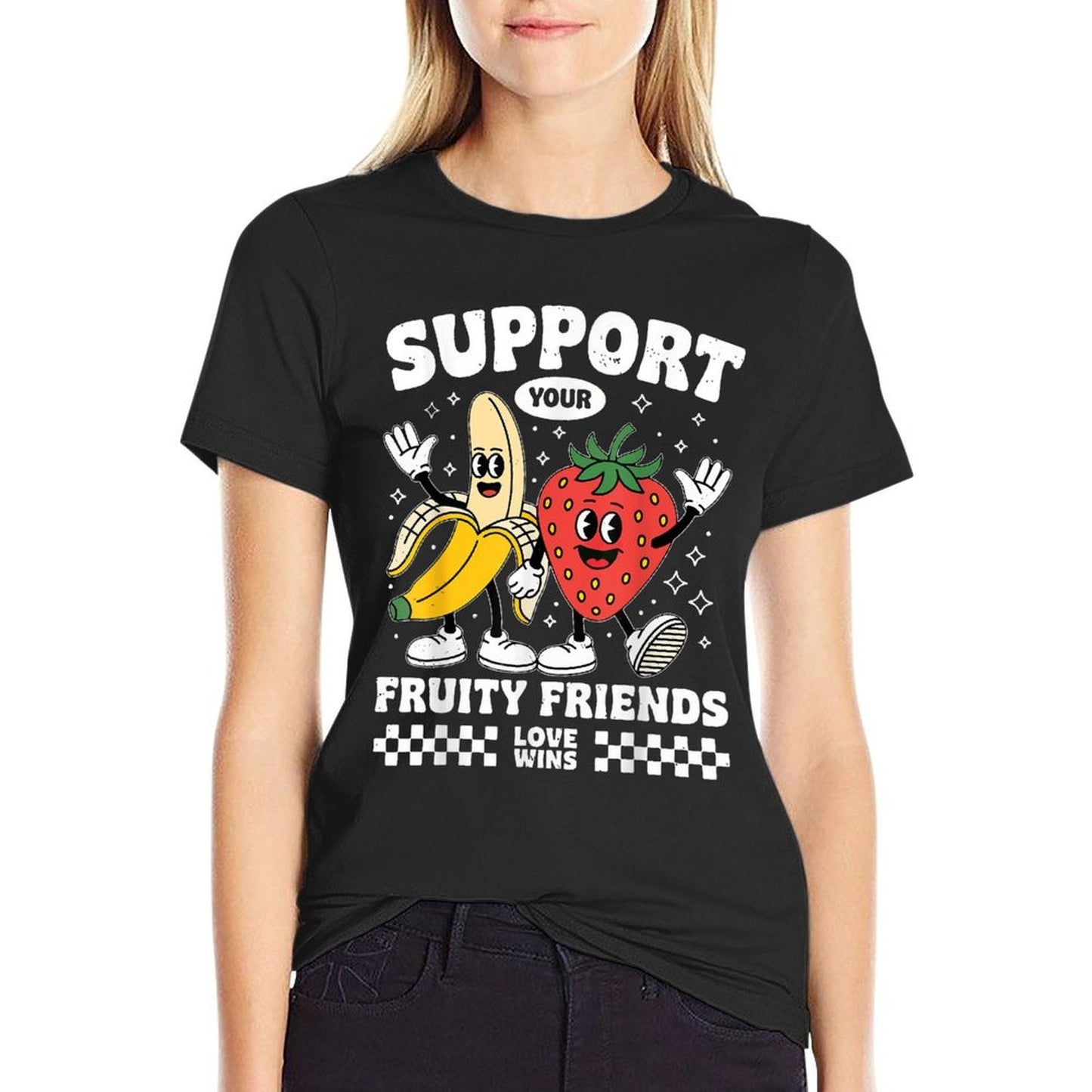 Support Your Fruity Friends Gay Pride Month LGBTQ Funny Ally Soft T-Shirt