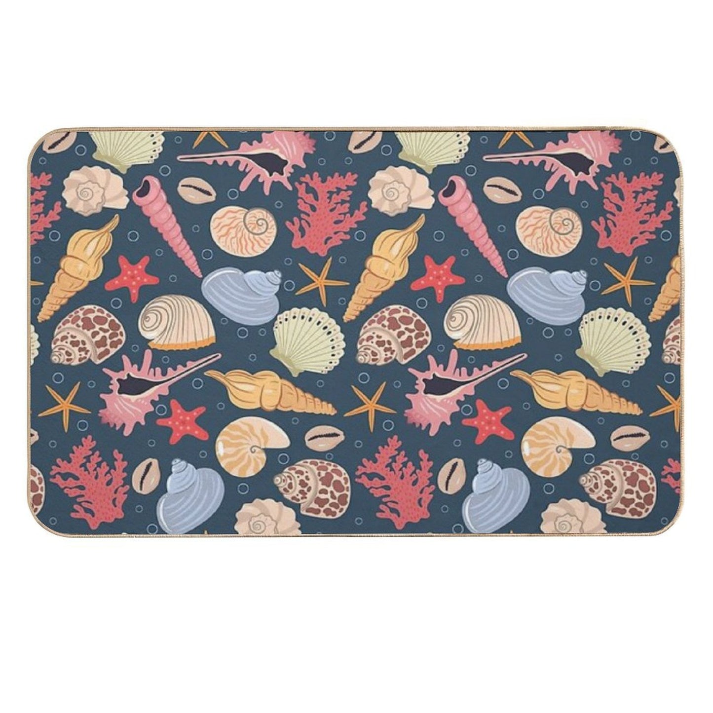 Colorful Seashells Coral Easy To Clean Bath Mat