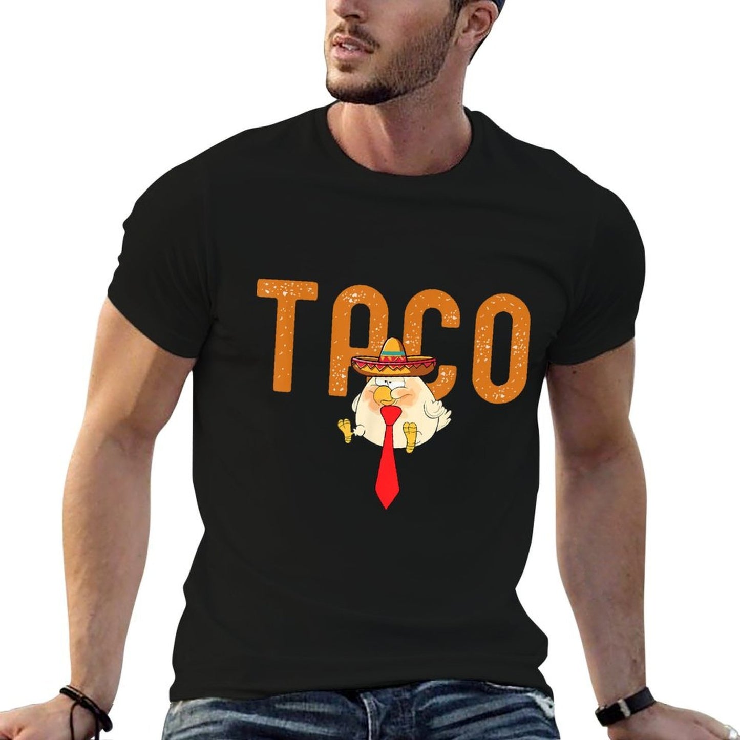 Taco Trump Always Chickens Out Funny Trendy Chicken Taco Wrinkle-resistant T-Shirt
