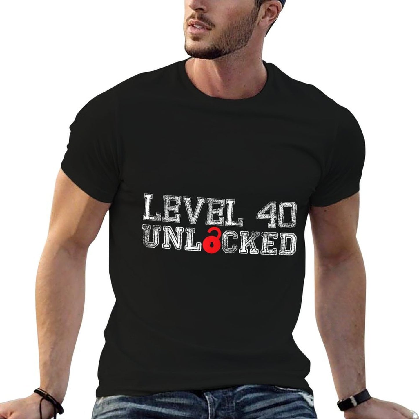40th Birthday Gifts - Level 40 Unlocked Summer-ready Fabric T-Shirt