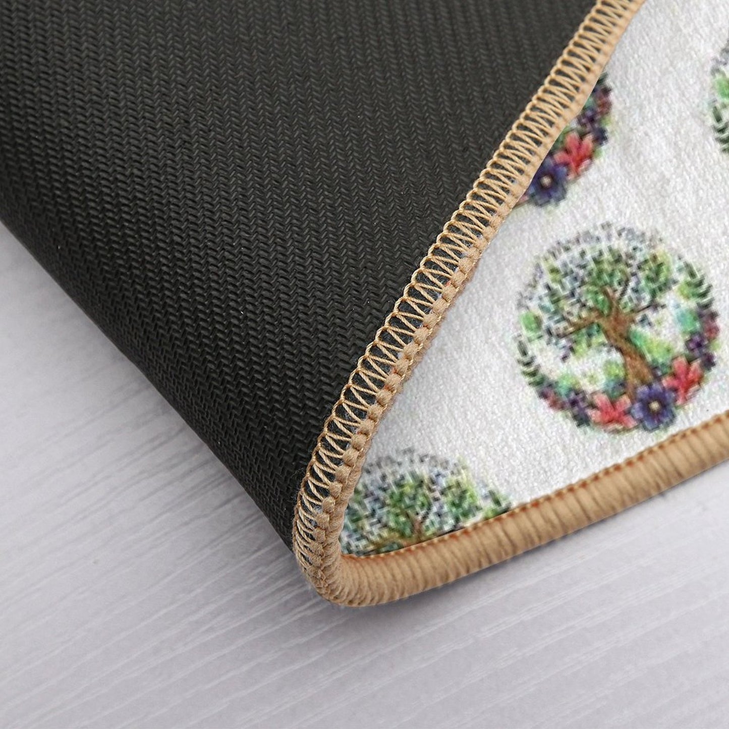 Green Trees And Flowers Eco Design Stain-Proof Bath Mat