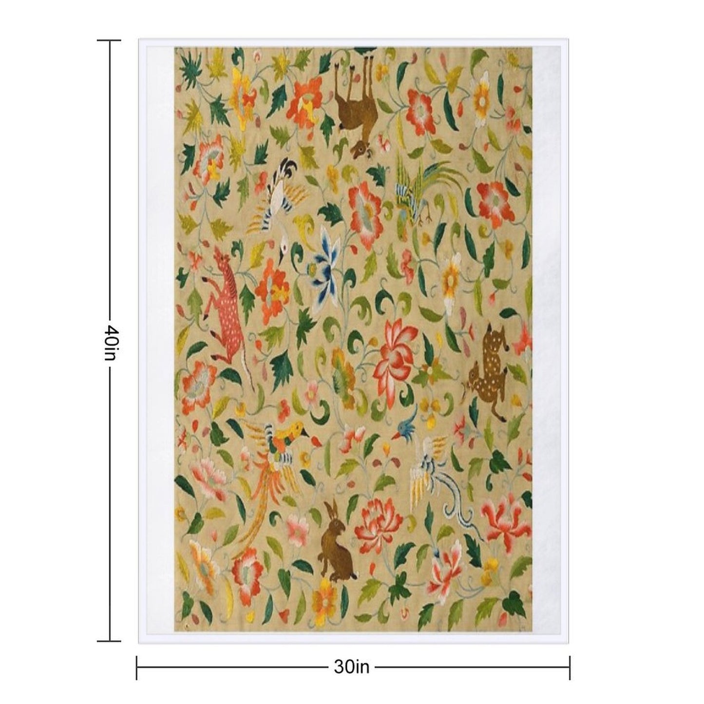 Vintage Animal Antique Horse Bird Deer Rabbit Machine-washable Throw Blanket