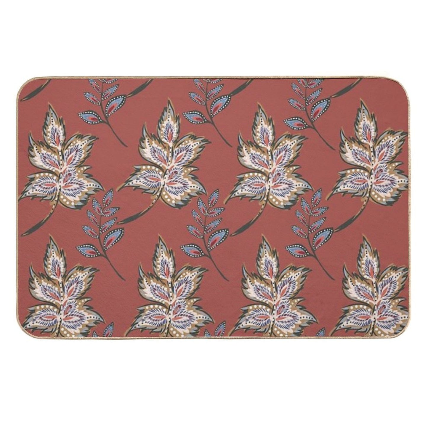 Floral Pattern Of Warm Earth Tones Multi-Purpose Bath Mat