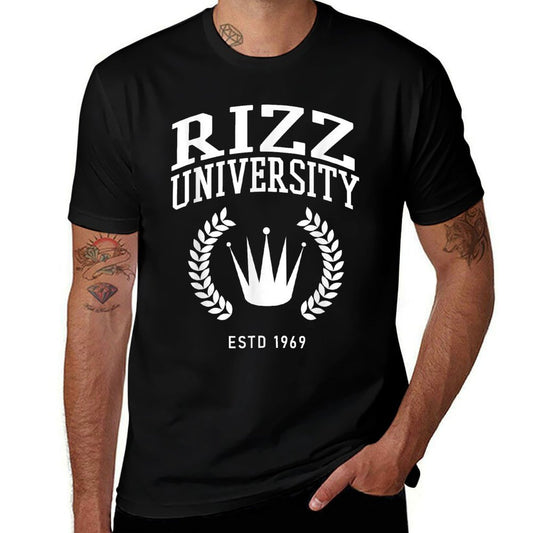Rizz University Funny Meme Rizzler W Rizz God  Ribbed Collar T-Shirt