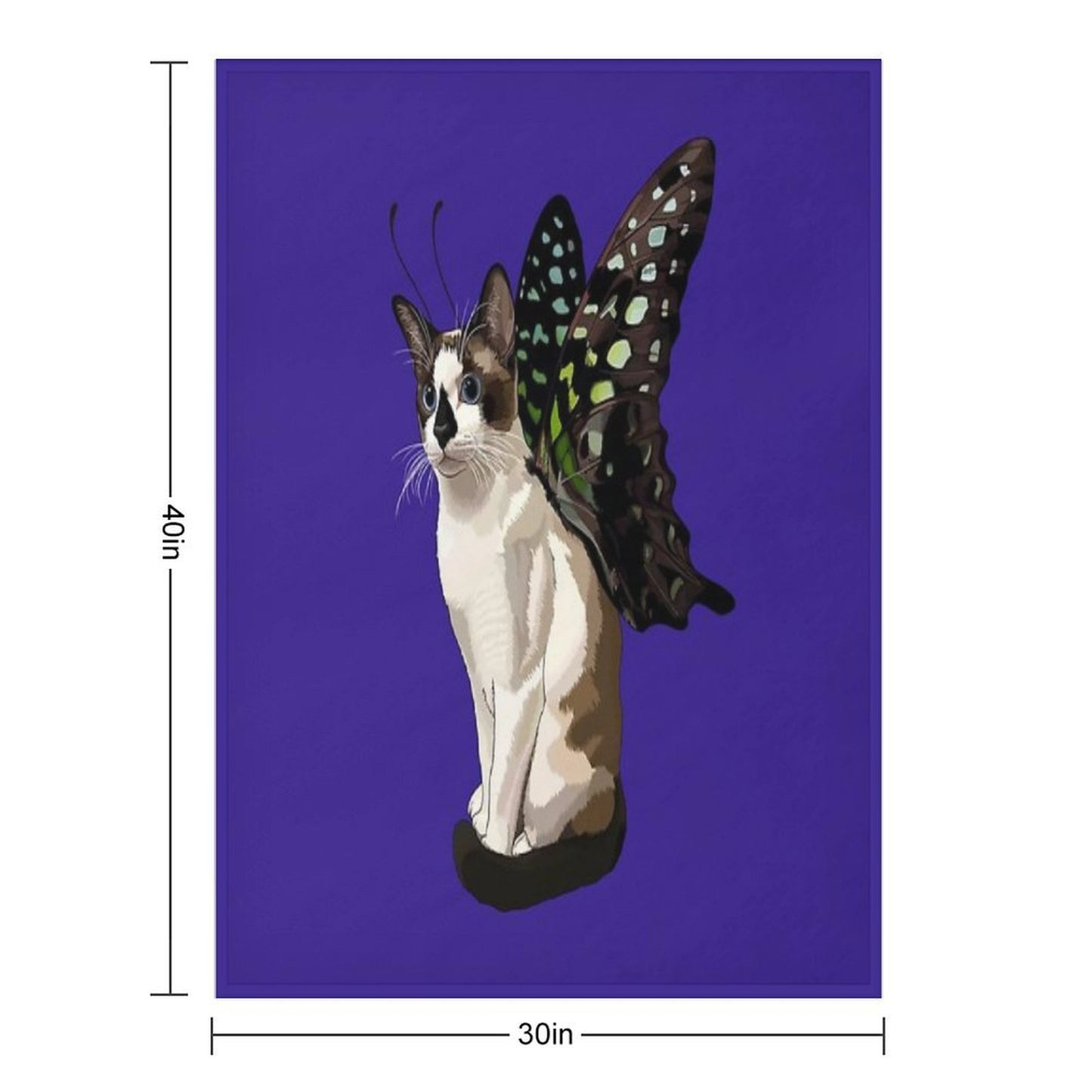 Seal Point Snowshoe Siamese Tailed Jay Butterfly Cat Wrinkle-free Throw Blanket