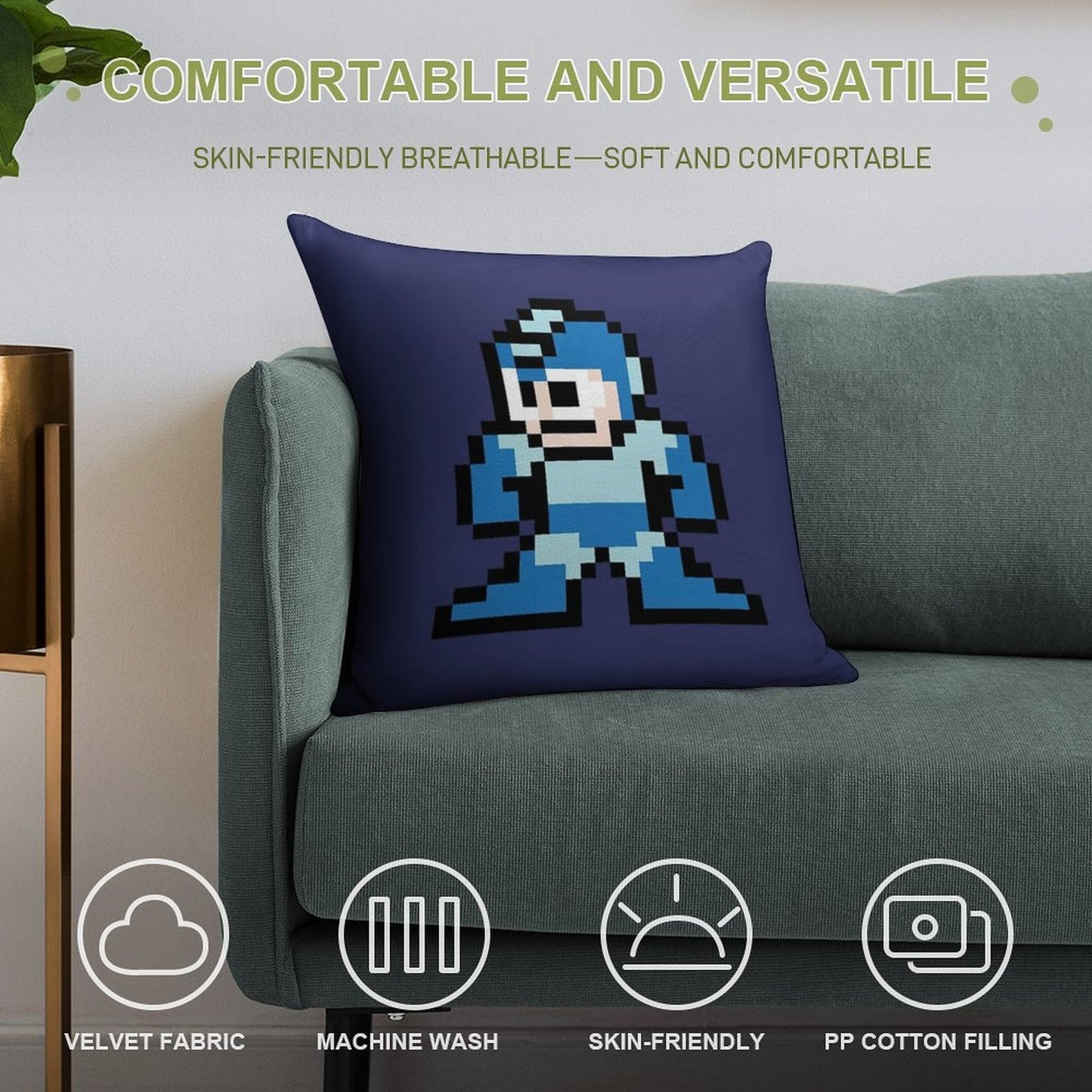 Mega Man - Gift for Gamer - Present for Video Game Lover Soft Warmth Comfort Throw Pillow