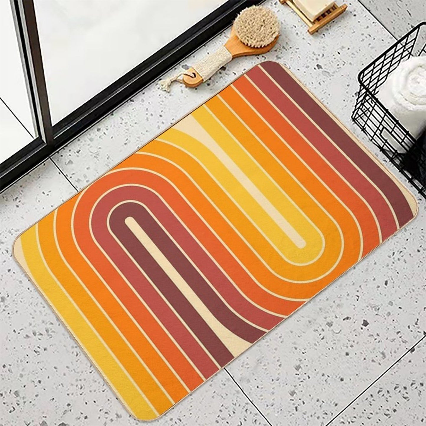 Retro Geometric Double Arch Design 522 Multi-Purpose Bath Mat