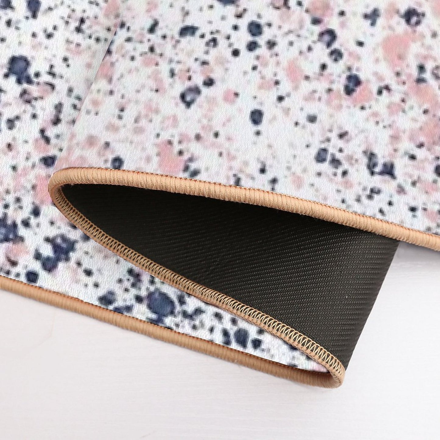 Navy Blue And Blush Pink Ink Spatter on White Fade-Resistant Bath Mat