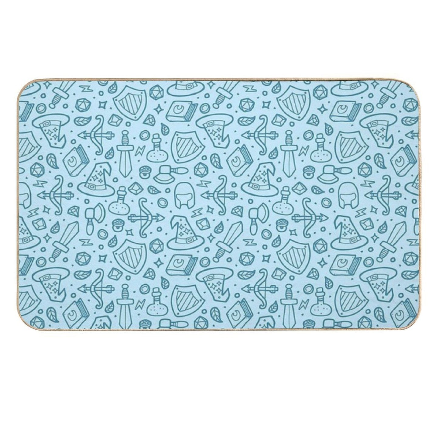 Magical Epic Loot Pattern Light Blue Rapid-Drying Bath Mat