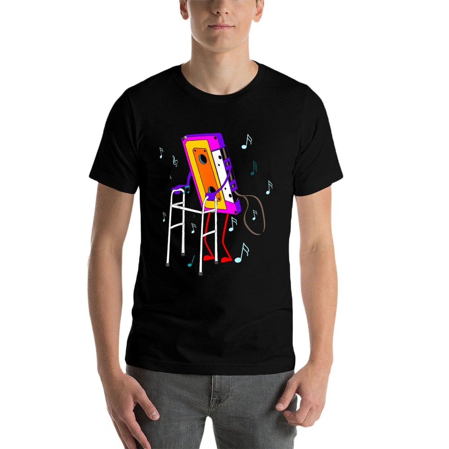 Cassette Tape Retro Vintage 70's 80's 90's Music Rolled Sleeves T-Shirt