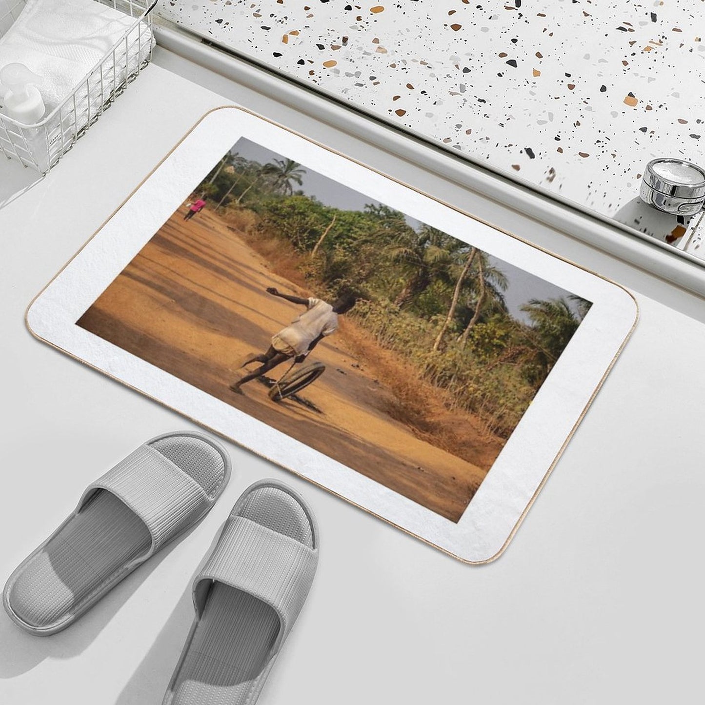 Africa Child Playing on The Village Street Versatile Bath Mat