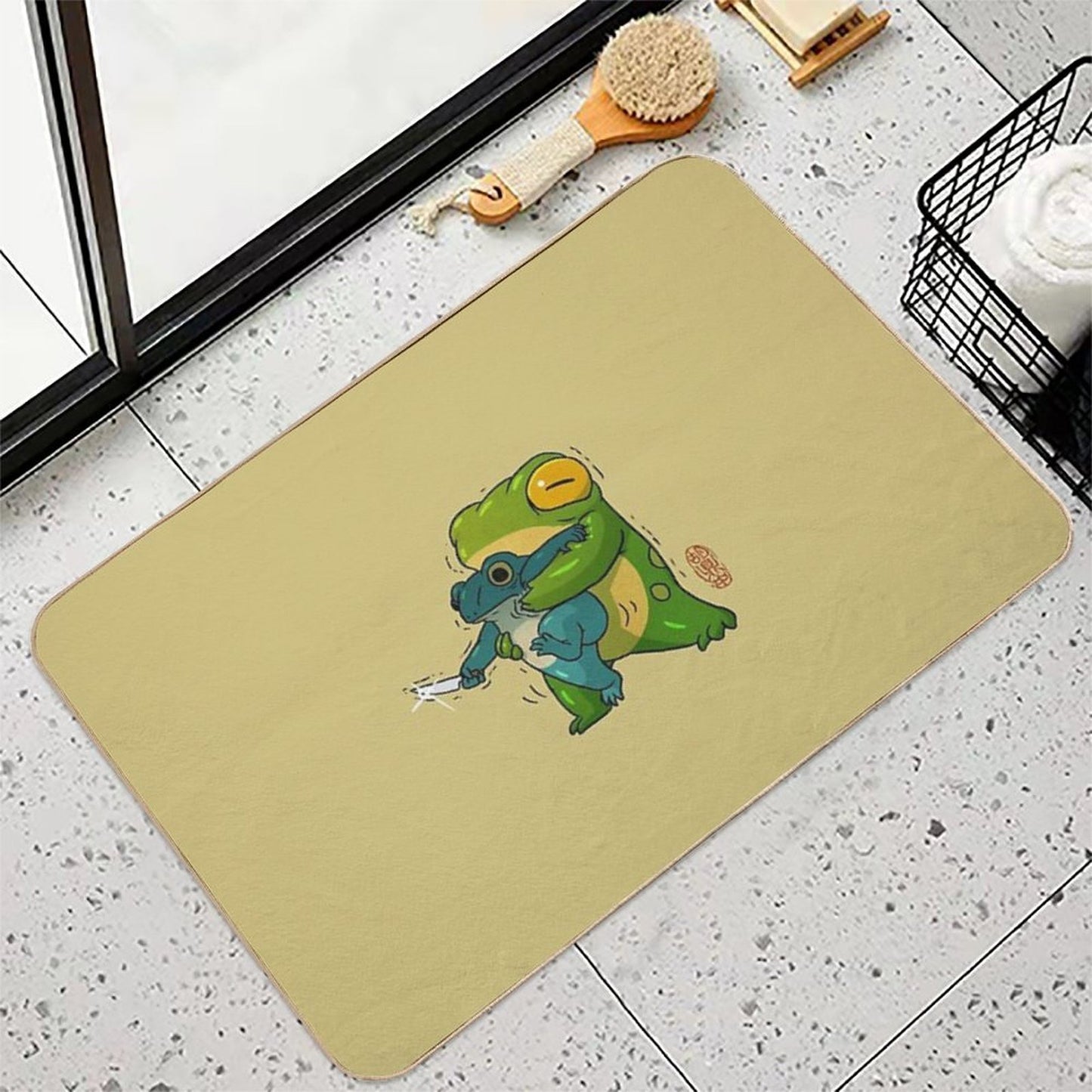 Cute Stabby Frog Being Held Back Let It Go Bro Artwork Asian Style Multi-Purpose Bath Mat