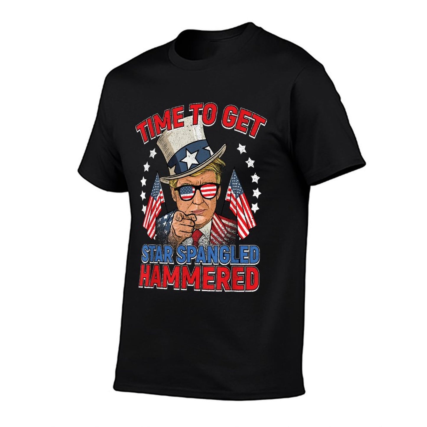 Trump 4th Of July Star Spangled Hammered Drinking Oversized Silhouette T-Shirt