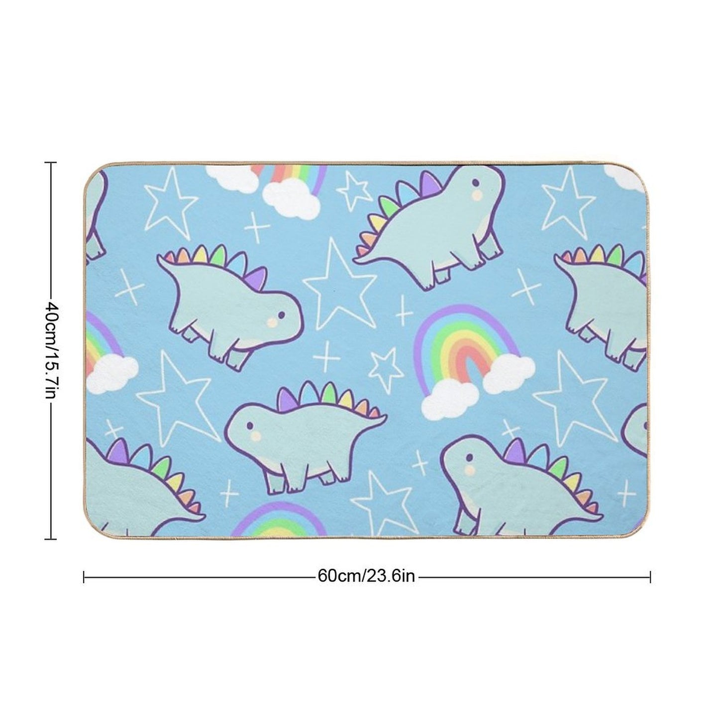Rainbow Dino Easy Maintenance Bath Mat
