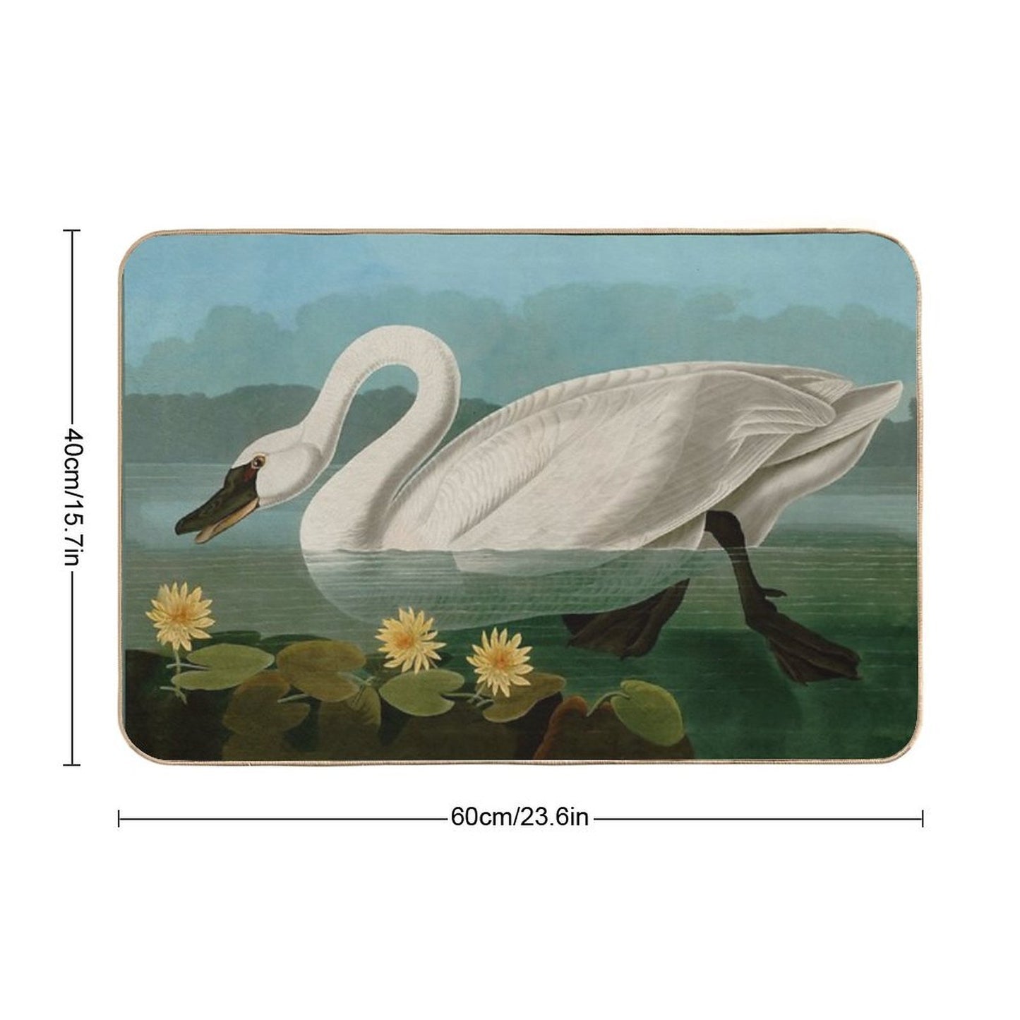 Common American Swan Birds of America Audubon Illustration Bird Lovers Gift Odorless Bath Mat